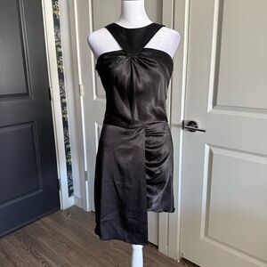 Vintage Y2K Moschino Cheap and Chic Black Silk Halter Mini Party Dress Size M